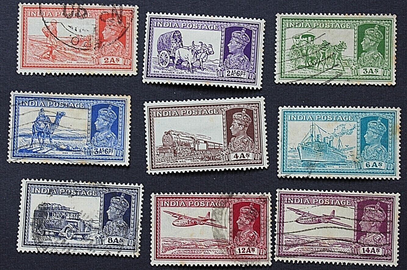 India - 1937 - 9 Used & MH Stamps Без бренда