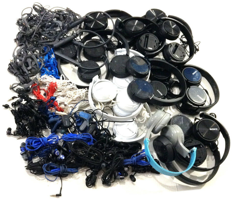 LOTS OF 71 SONY HEADPHONES AND EARPIECES FOR PARTS OR REPAIR Sony Does not apply