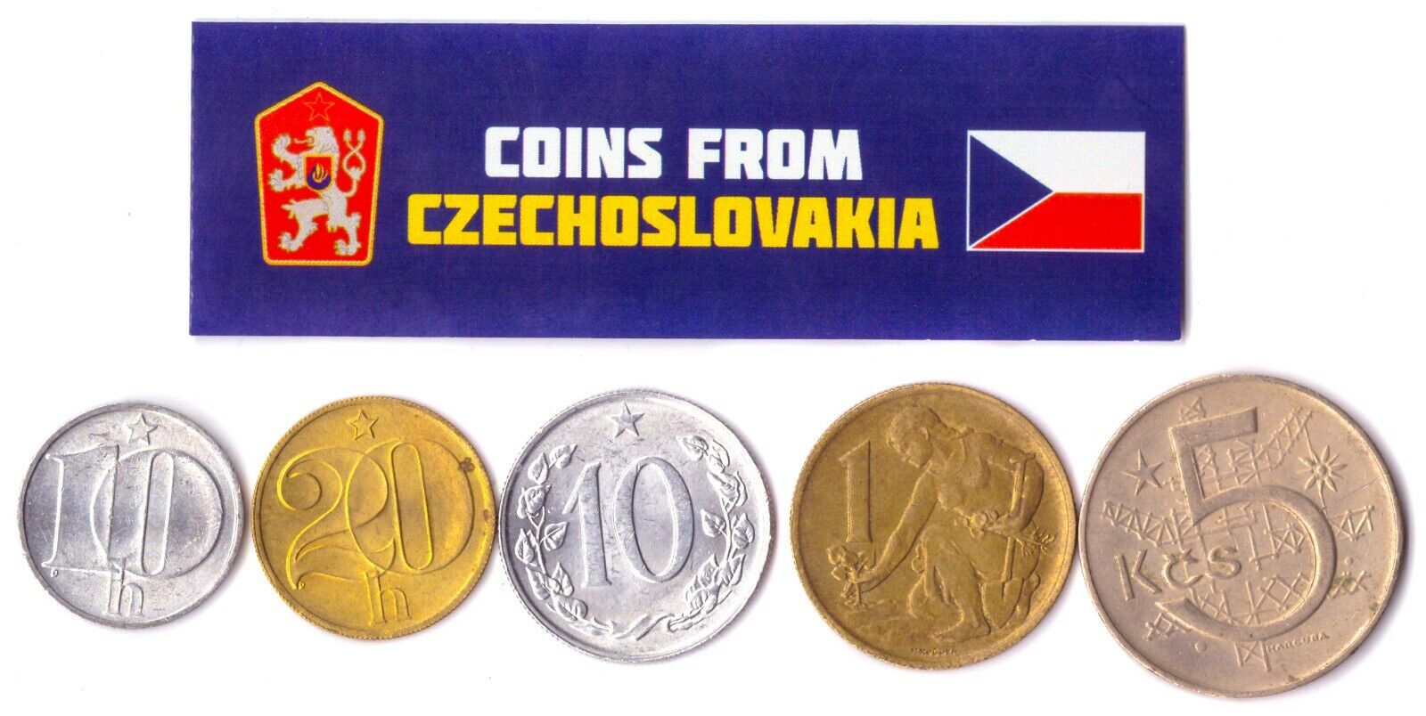 5 CZECHOSLOVAKIA COINS DIFFERENT EUROPEAN COINS FOREIGN CURRENCY, VALUABLE MONEY Без бренда - фотография #2