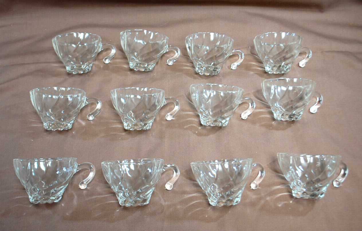 Hazel-Atlas Colonial Swirl Shell Crystal Punch Bowl,Stand,12 Cups & Ladle  T1336 Hazel Atlas - фотография #17