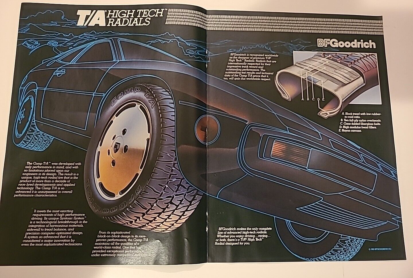 BF Goodrich Tires High Tech Radials Print Ad Vintage 1982  B F Goodrich