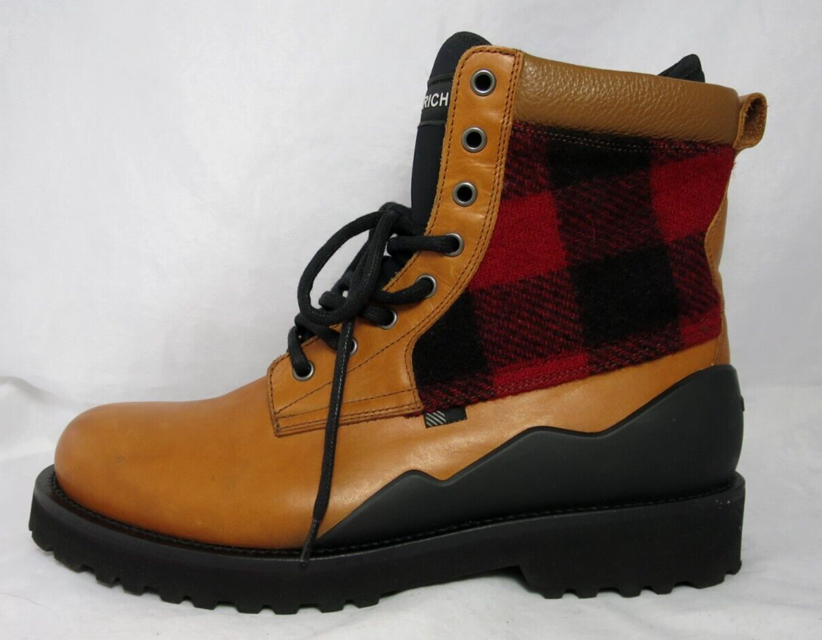 Woolrich Brown Leather Buffalo Plaid Flannel Boots Match Scarf Orig Box US 9.5 Woolrich Buffalo Plaid - фотография #7