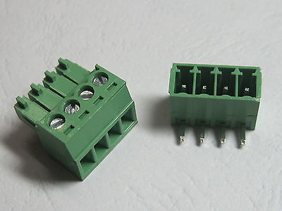 20 pcs Angle 90° 4 pin 3.5mm Screw Terminal Block Connector Pluggable Type Green CY Does not apply - фотография #2
