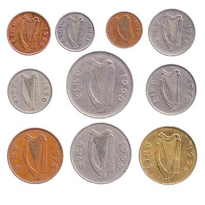 10 IRISH COINS. OLD IRELAND MONEY COLLECTION: PENNY, PENCE, FLORIN, SHILLING Hobby of Kings