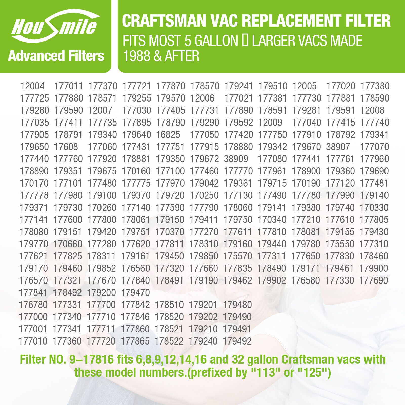 Vacuum Cleaner Cartridge Filter for Shop Vac Craftsman 9-17816 Wet Dry Air Filte Housmile - фотография #7