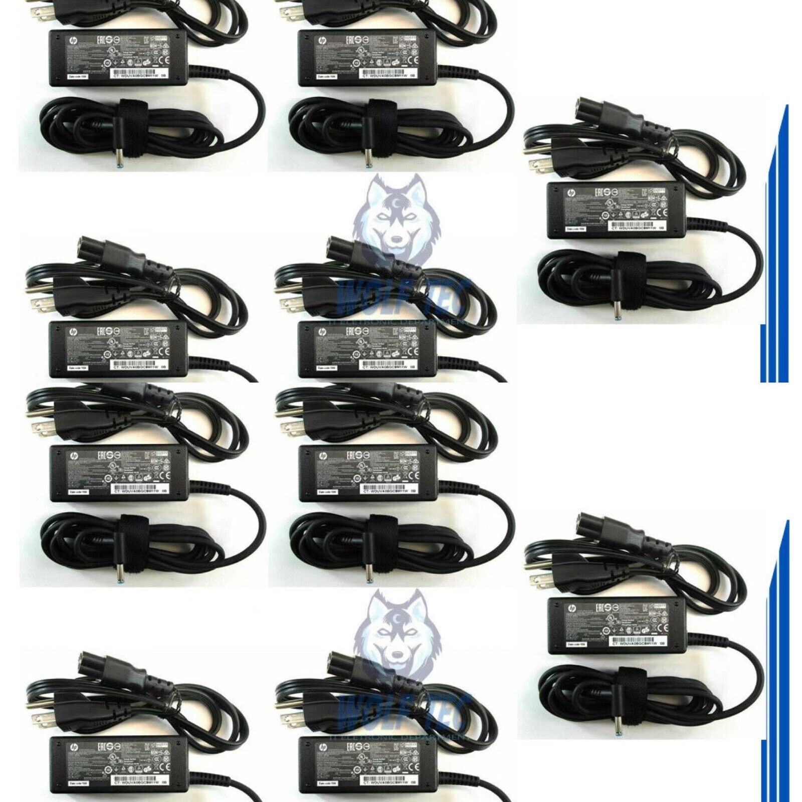 LOT 10 Genuine Blue Tip 45W 19.5V 2.31A Laptop AC Adapter Charger  HP 741727-001 HP