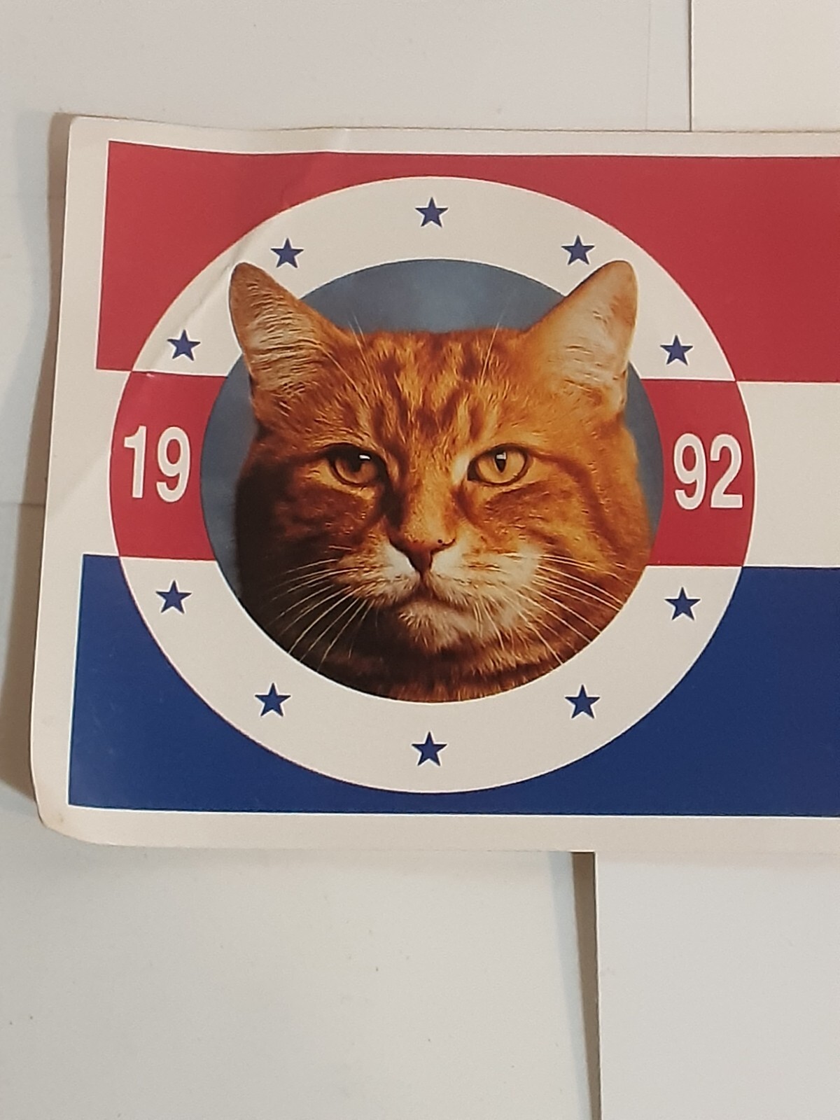 VINTAGE 1992 MORRIS THE 9 LIVES CAT FOR PRESIDENT BUMPER STICKER 12" × 3" Без бренда - фотография #2
