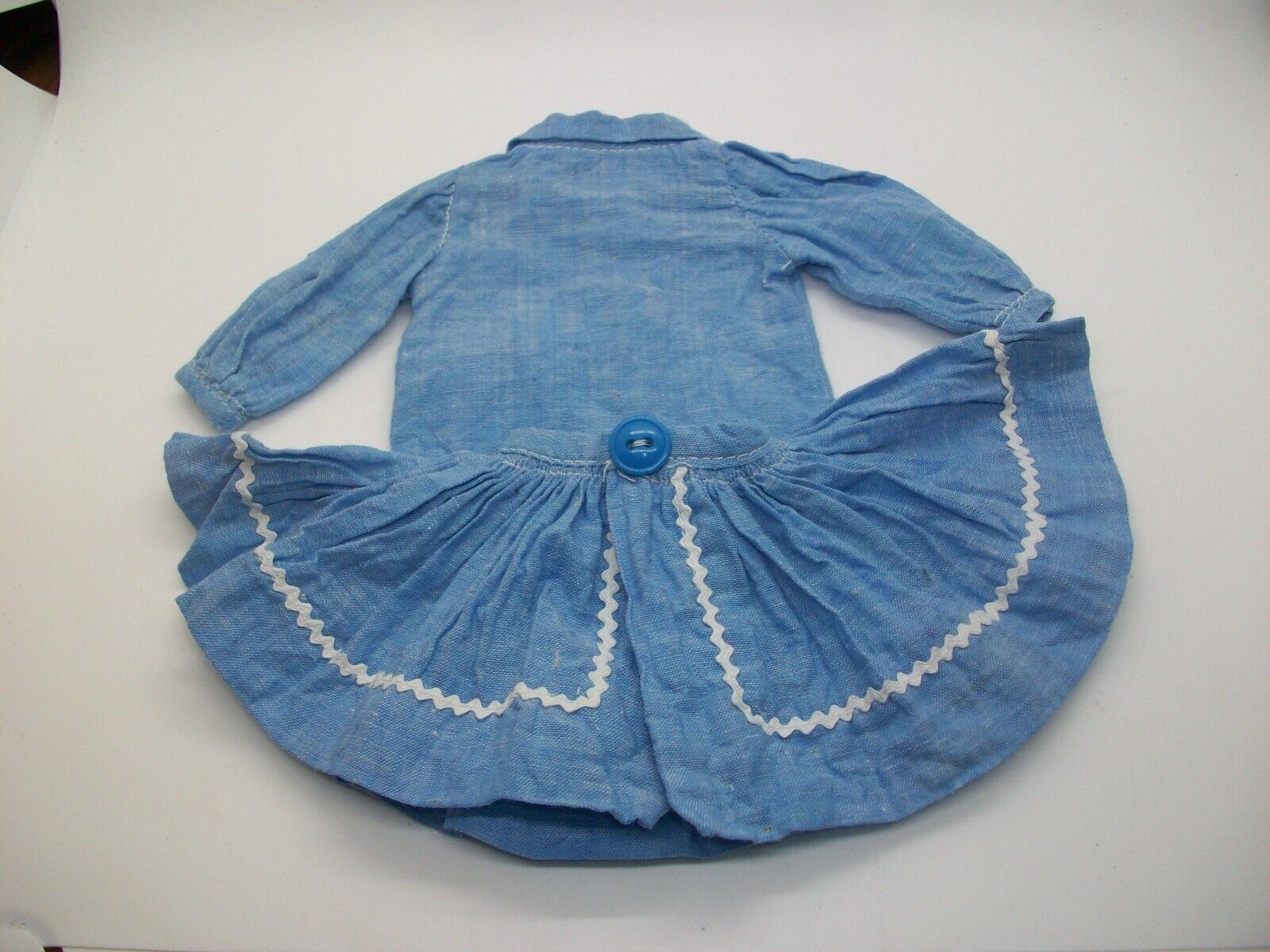 Vintage 70's  Doll  Blouse & Skirt Blue Jean  5  1/2 " Waist 8" Chest Handmade - фотография #2