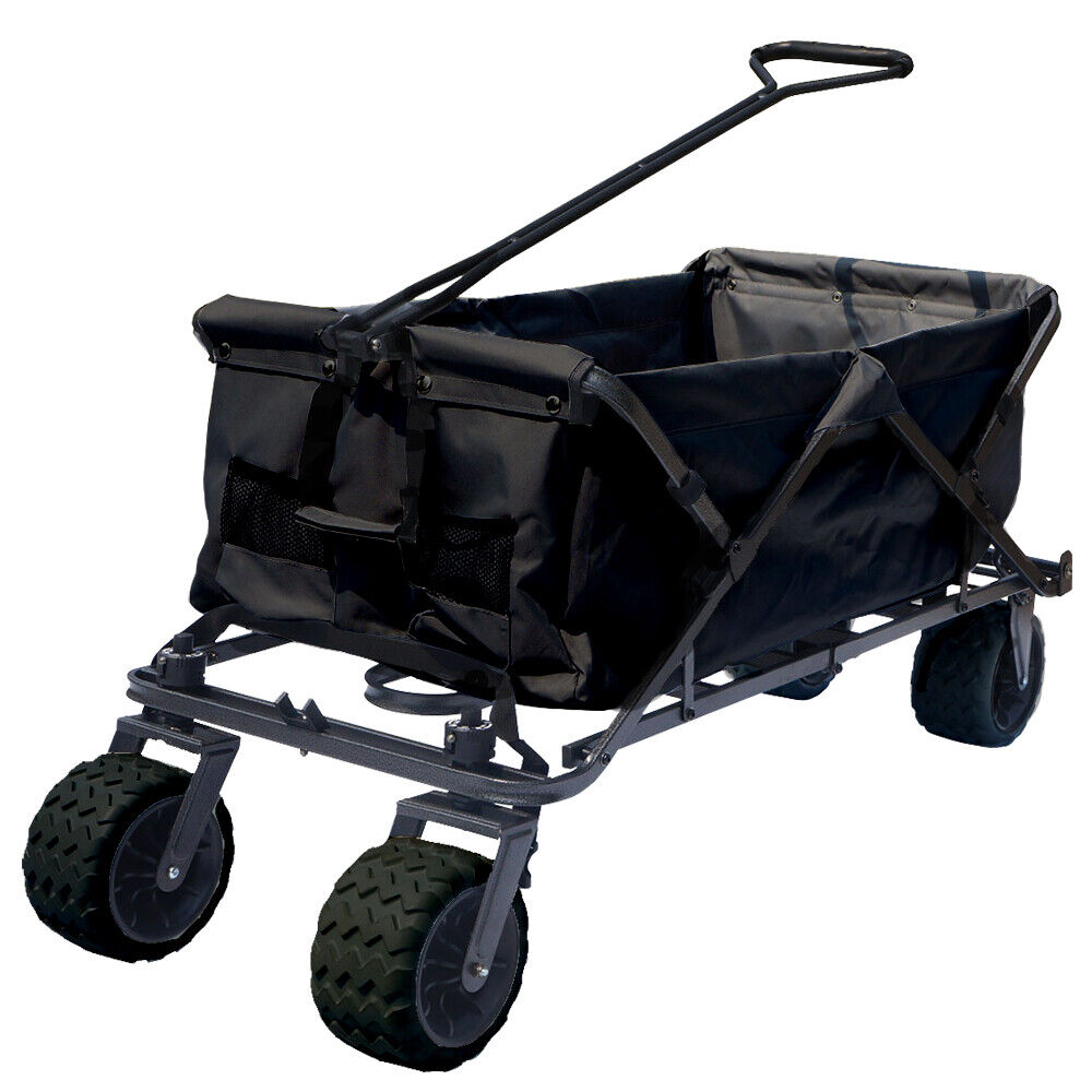 Collapsible Beach Cart Folding Wagon Utility Shopping Cart Outdoor Garden Cart Impact Canopy Small All-Terrain