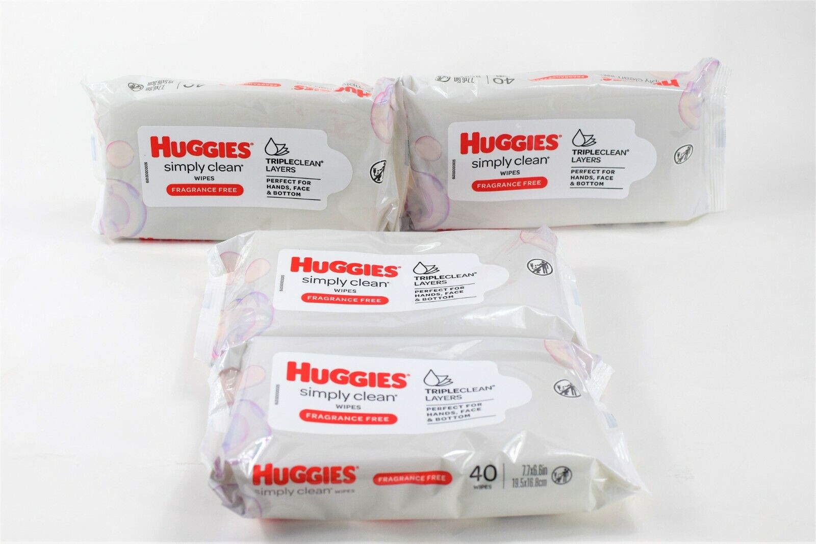 4x Huggies Simply Clean Wipes Triple Clean Fragrance Free 40 Pack Exp 09/2022 Huggies