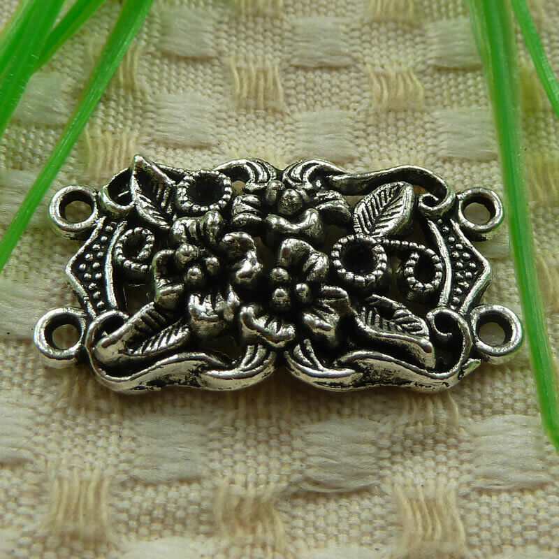 57 Pcs Tibetan Silver Flower Connectors 36X19MM S3913 DIY Jewelry Making LCWR Does Not Apply
