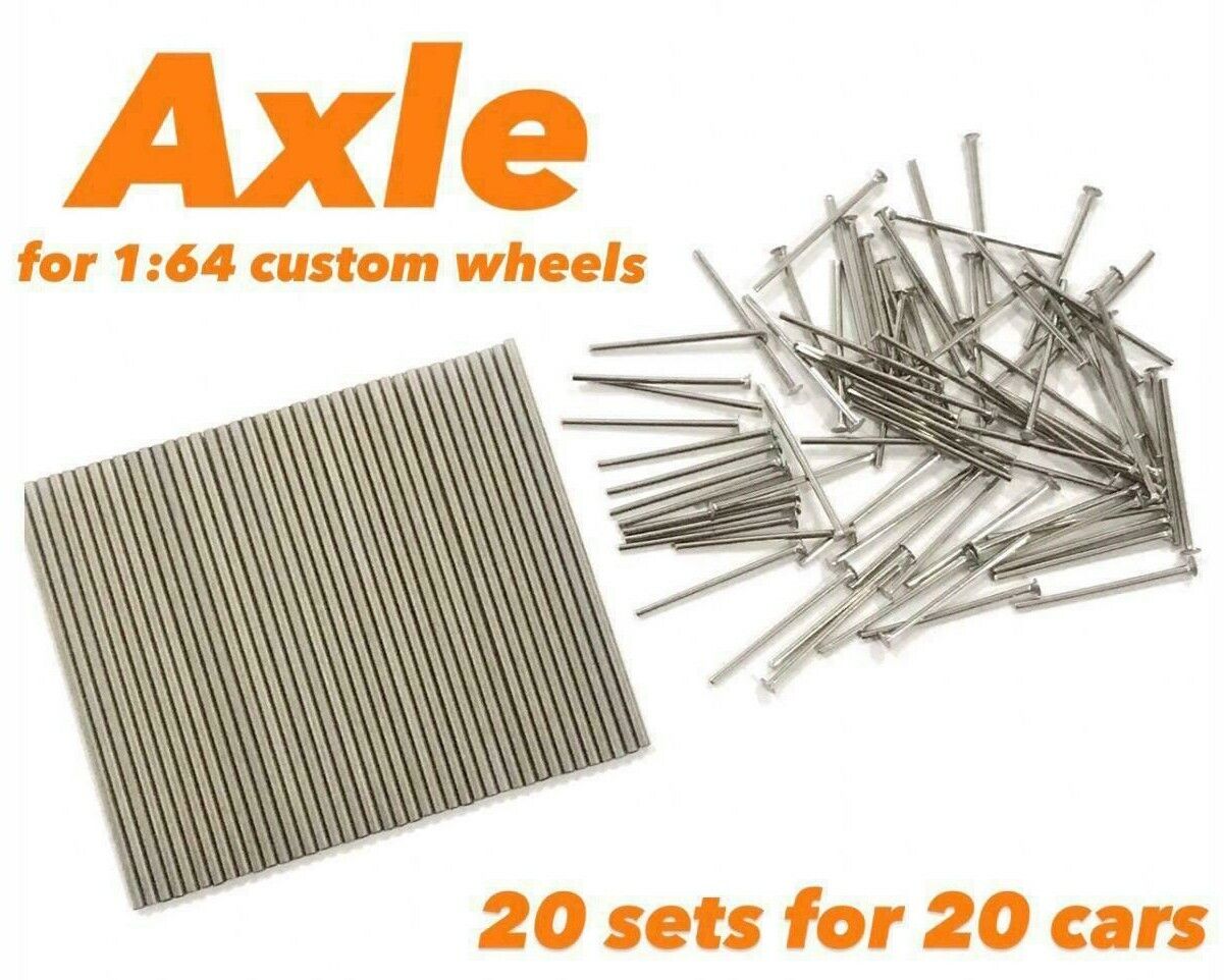 1:64 Adjustable Long Axle and Pin for custom Hot Wheels rims - 20 sets (AP2-20) Unbranded