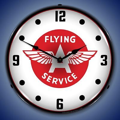 NEW  FLYING A  RETRO LED LIGHTED ADVERTISING GAS STATION CLOCK - FREE SHIP*  FLYING A - фотография #2