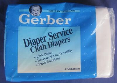 6 Prefolded Gerber Diaper Services Cloth Diapers Heavy Duty 100% cotton packaged Gerber Does not apply