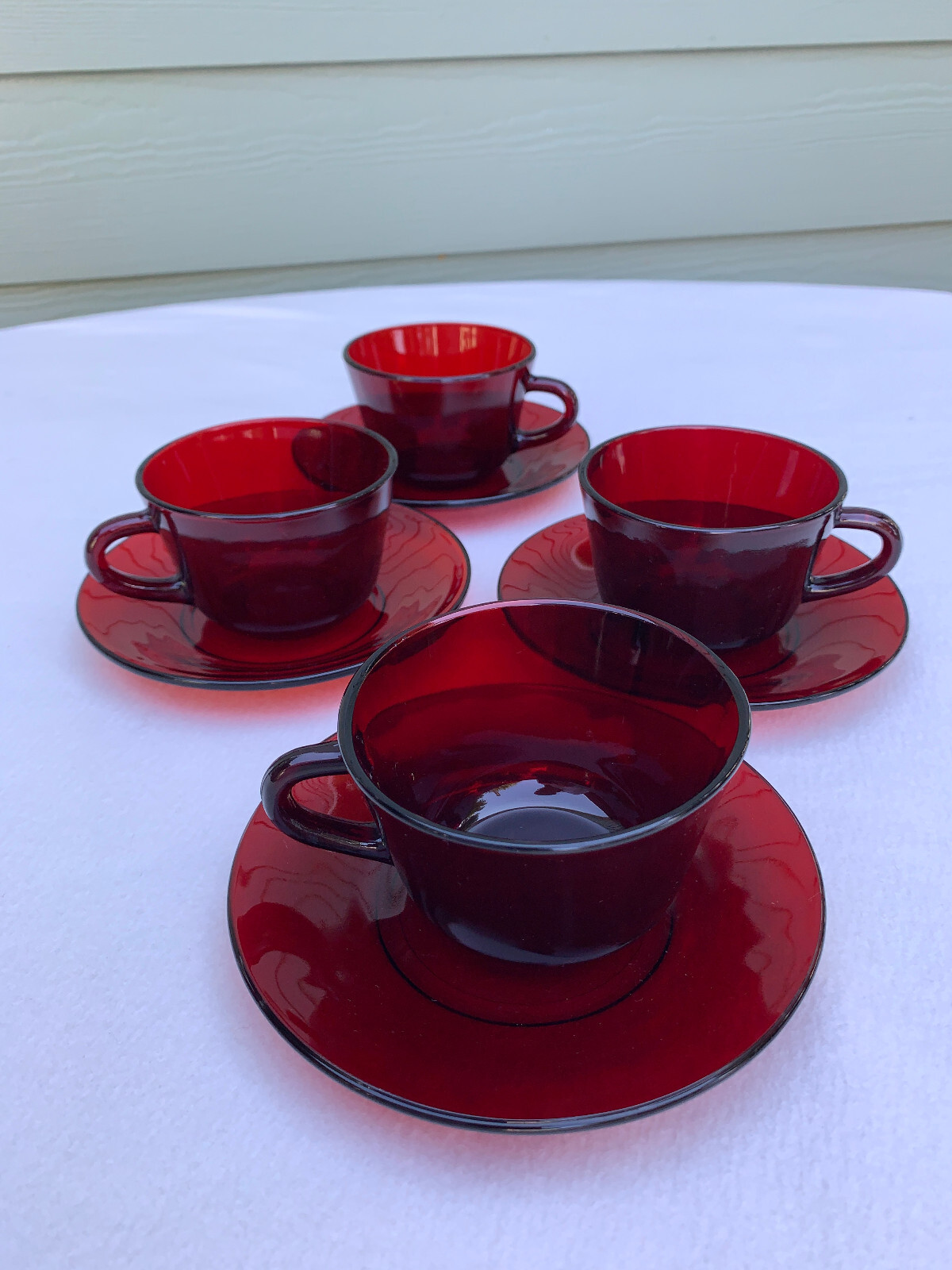 Anchor Hocking Royal Ruby red sets 4 cups and saucers see description below Anchor Hocking - фотография #2
