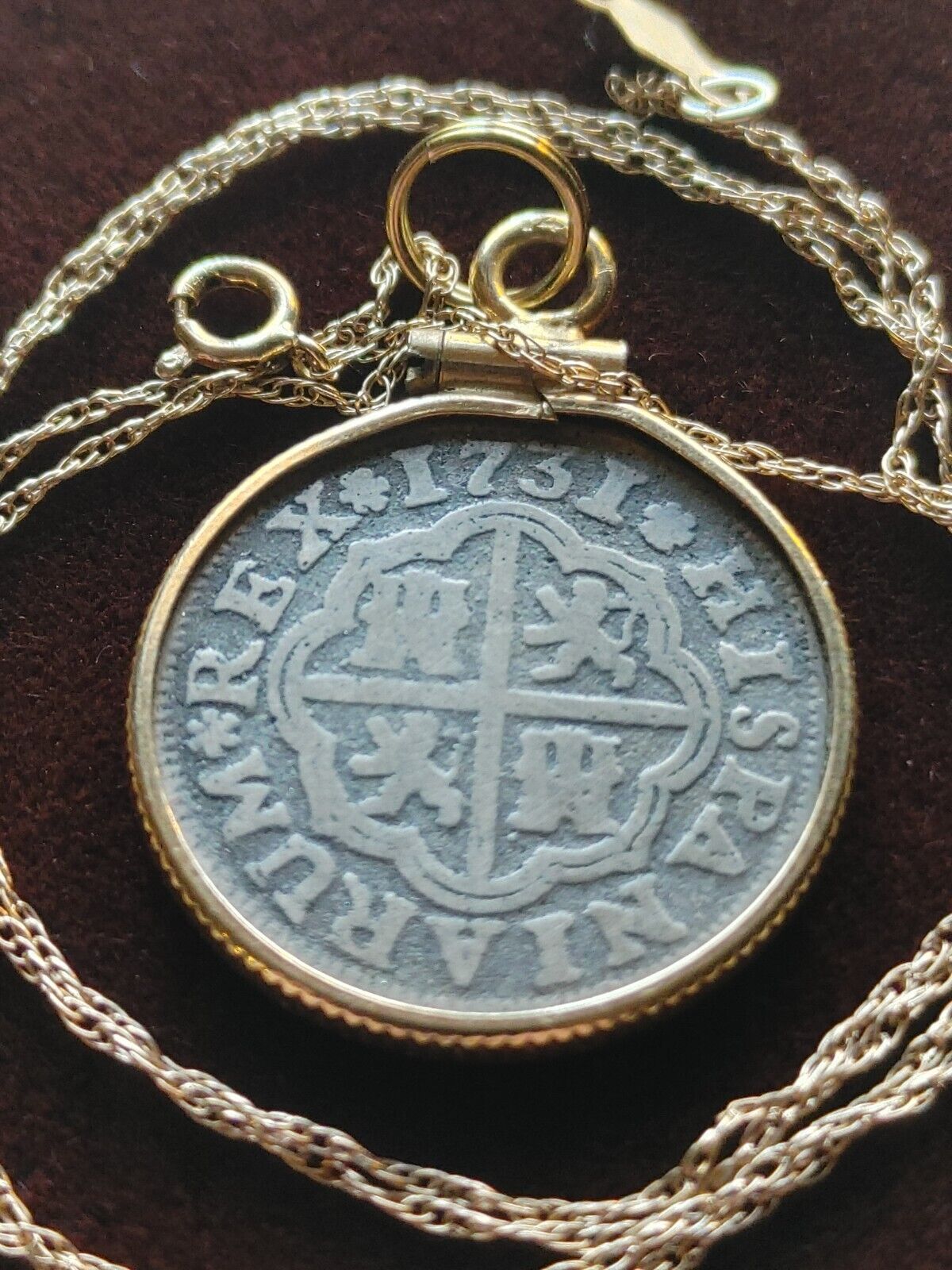 Genuine 1731 Spanish Reale 14K Gold pendant On a 14K  18" Gold Chain w COA & Box Everymagicalday - фотография #16