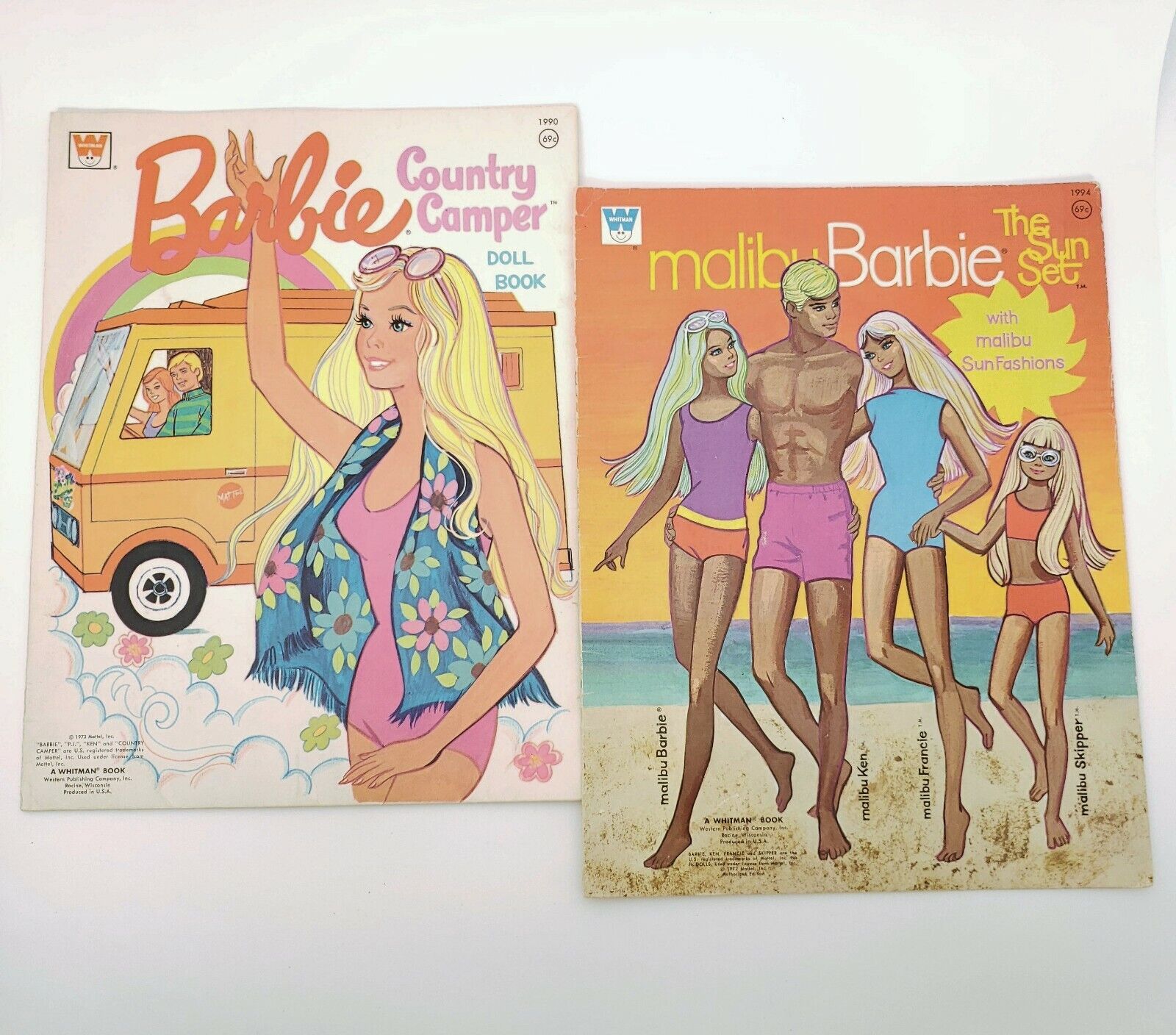 1973 Mattel Whitman Barbie Paper Doll Book Country Camper Malibu Cut Incomplete Whitman 1990