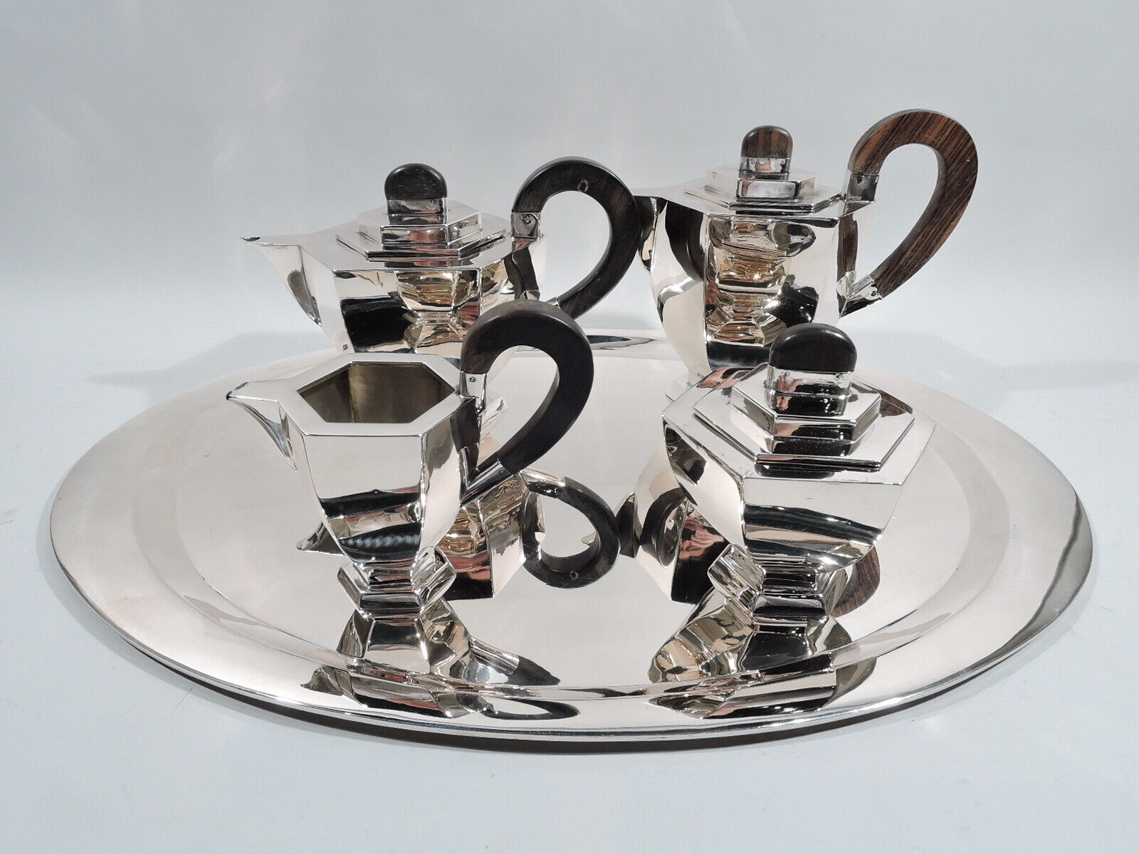 Antique Coffee & Tea Set Tray - Art Deco Modern - Austrian 800 Silver - C 1920 AUSTRIAN