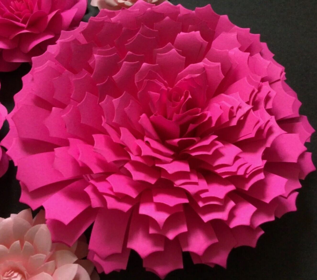 Paper Flowers 3-D Handcrafted 5 pcs Pink DIY Wedding Party Decor Craft Backdrop Unbranded Small Backdrop - фотография #4