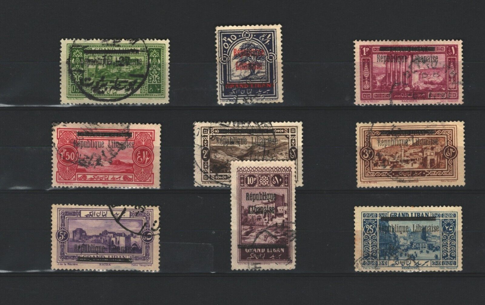Liban  French colonies Postal USED Set of  Overprinted STAMPS LOT ( Leb 61) Без бренда