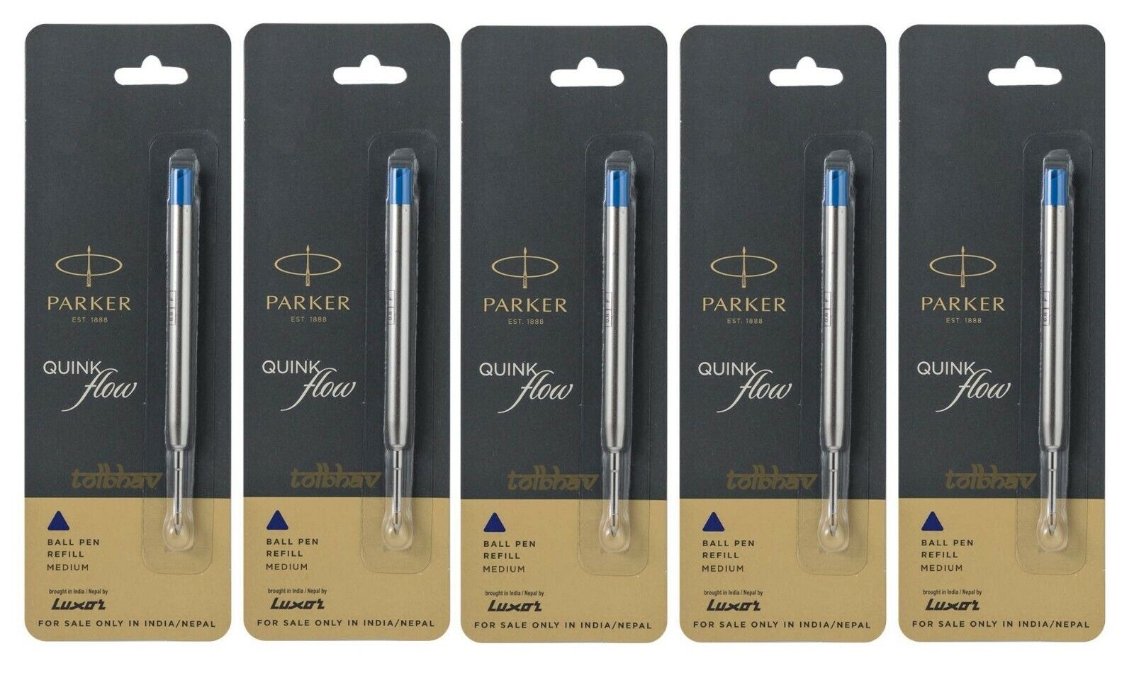 5 X Parker Quink Flow Ball Point Pen BP Refill Refills Blue Ink Medium Nib New PARKER 9000017416 - фотография #2