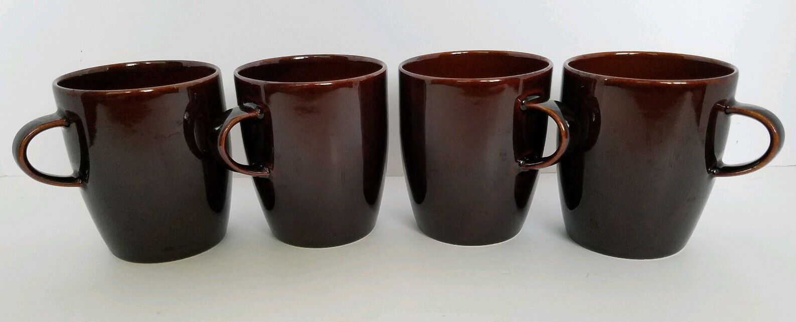 4 Crate & Barrel CBL129 Reddish Brown 12 oz Coffee Mugs EXC Crate and Barrel Does Not Apply