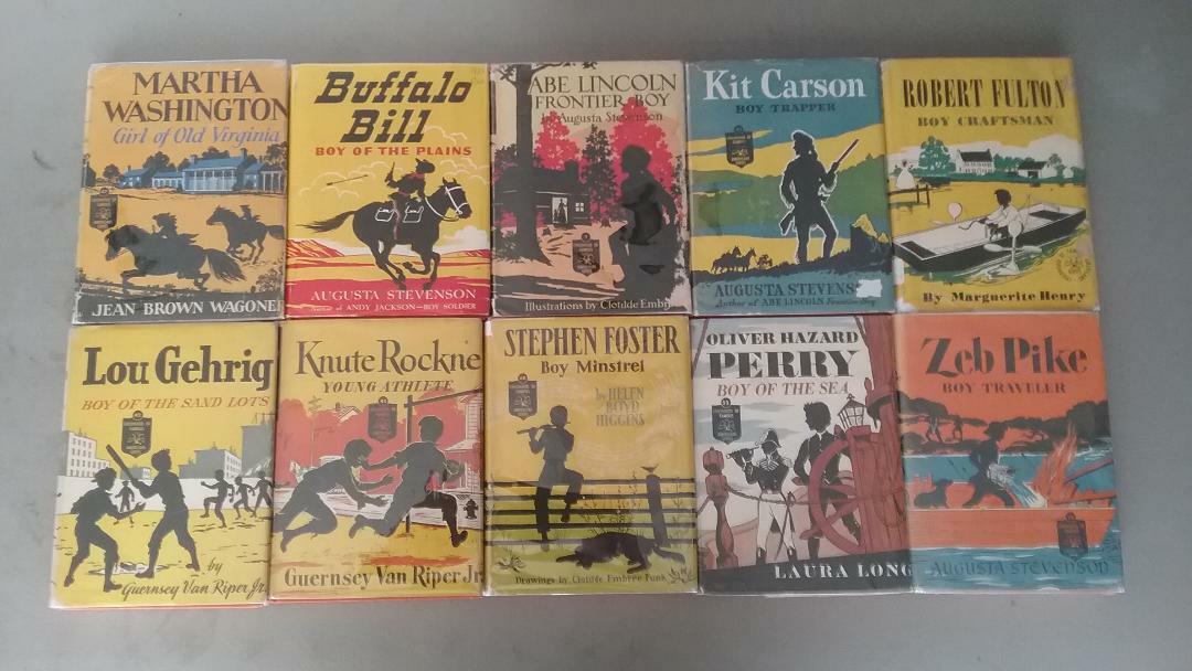 10 Vintage Childhood of Famous Americans w Dust Jackets Carson Lincoln BuffaloB+ Без бренда