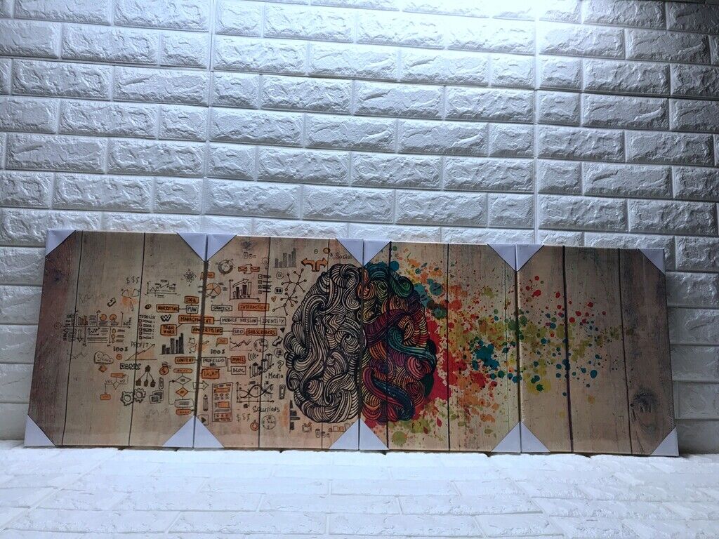 4 Panels Canvas Art Printing Picture W/ Wood Frame Wall Decor Brain Abstract Unbranded am