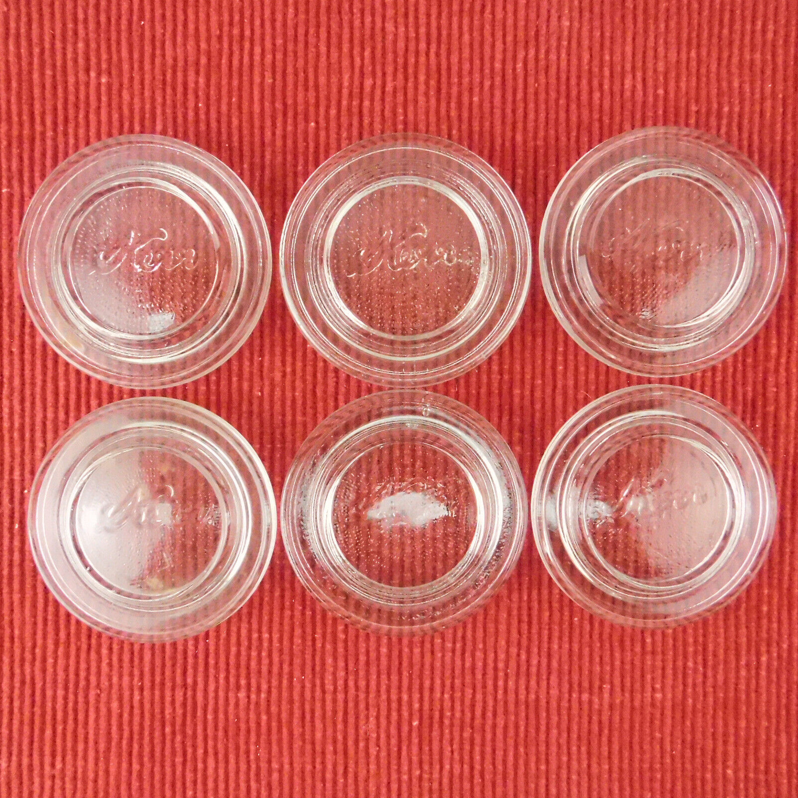 Lot of 6 Vintage Kerr Atlas Clear Glass Canning Jar Lid Inserts 2.5" No Chips Atlas and Kerr