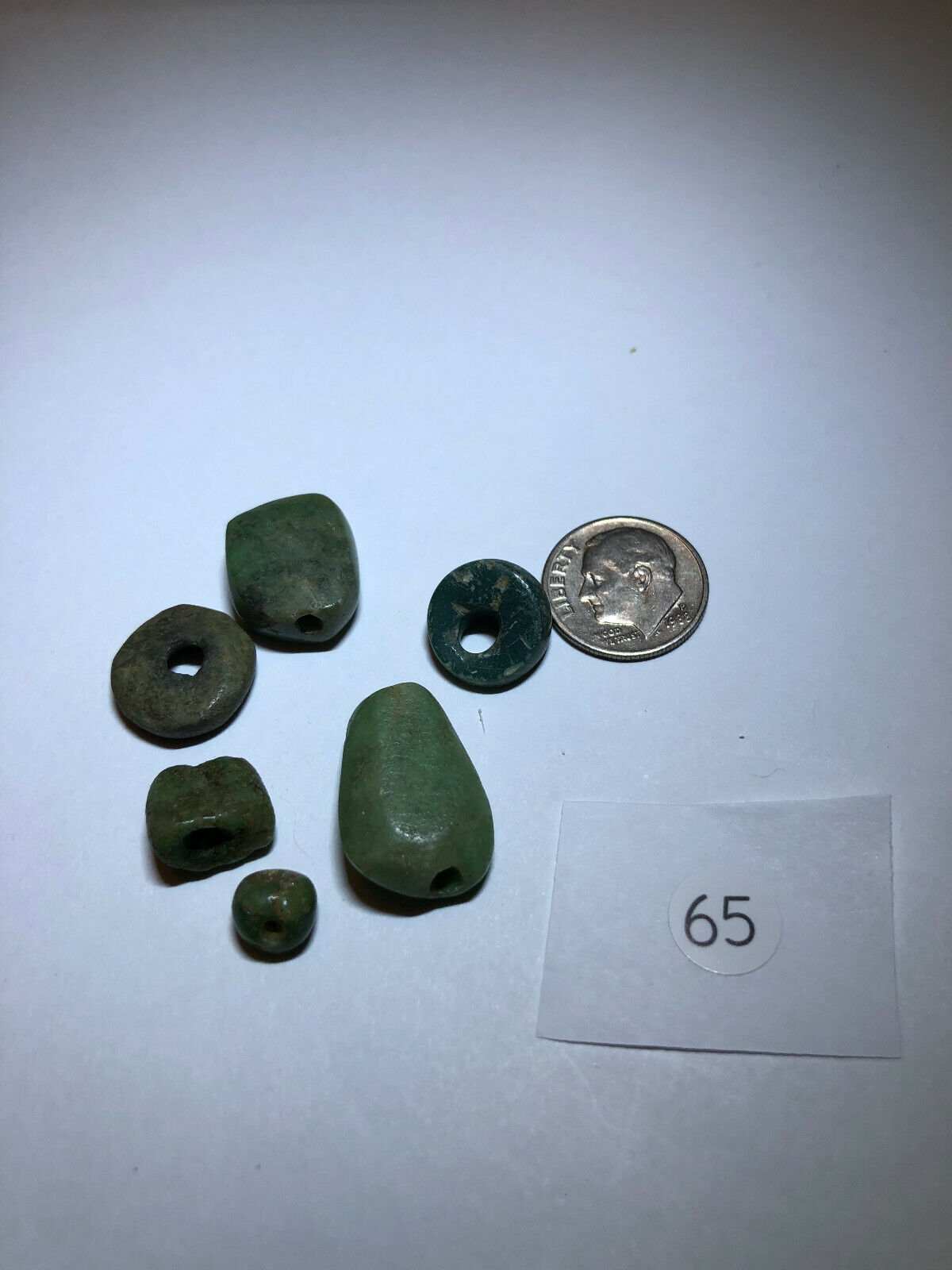 Pre Columbian Mayan Authentic Polished (6)Jade Carved Tubular Beads bundle deal Без бренда