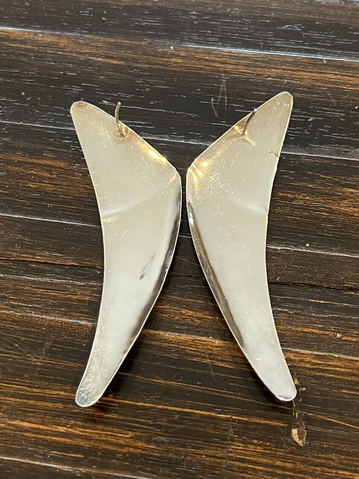 Vtg. Modernist Artist Donna McAfee Signed .925 Silver Earrings 1989, Prototype?! STERLING - фотография #2