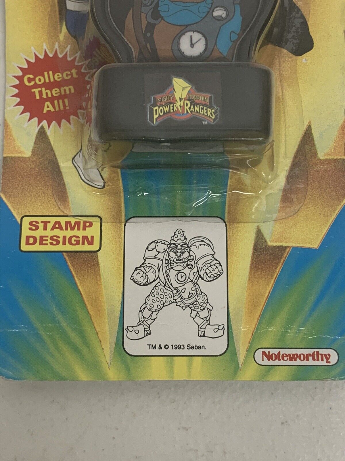 Vtg MMPR Power Rangers Squatt Stamper With Stamp Pad On Card Noteworthy 1993 Saban mm0905b - фотография #5