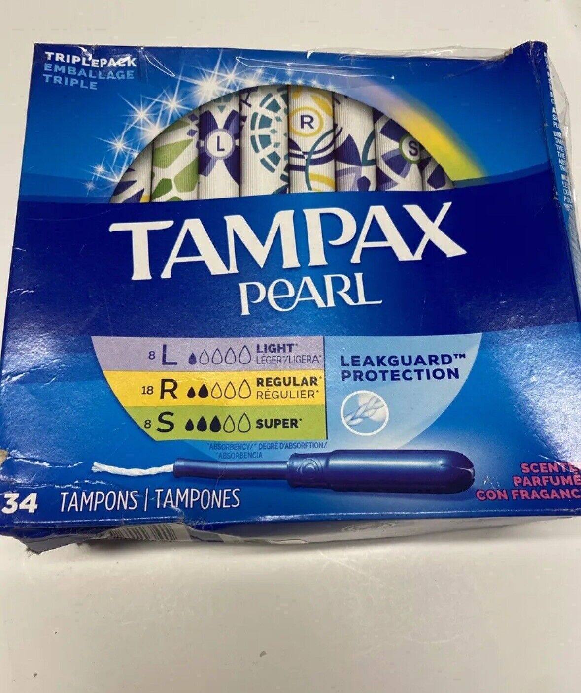 Tampax Pearl 18 Regular 8 Super 8 Light Scented 34 Count Tampons Leakguard Tampax - фотография #3