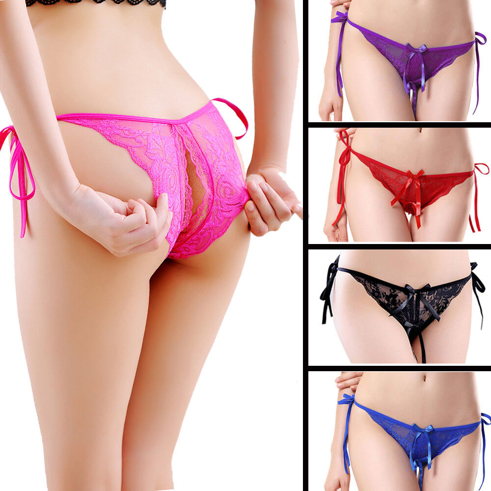 Sexy Women Lace-up Open Bottom G-string Thongs Briefs Panties Knicker Underwear Unbranded - фотография #3