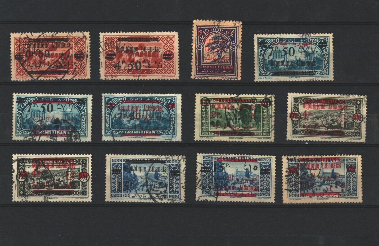 Liban  French colonies Postal USED Set of  Overprinted STAMPS LOT ( Leb 63) Без бренда