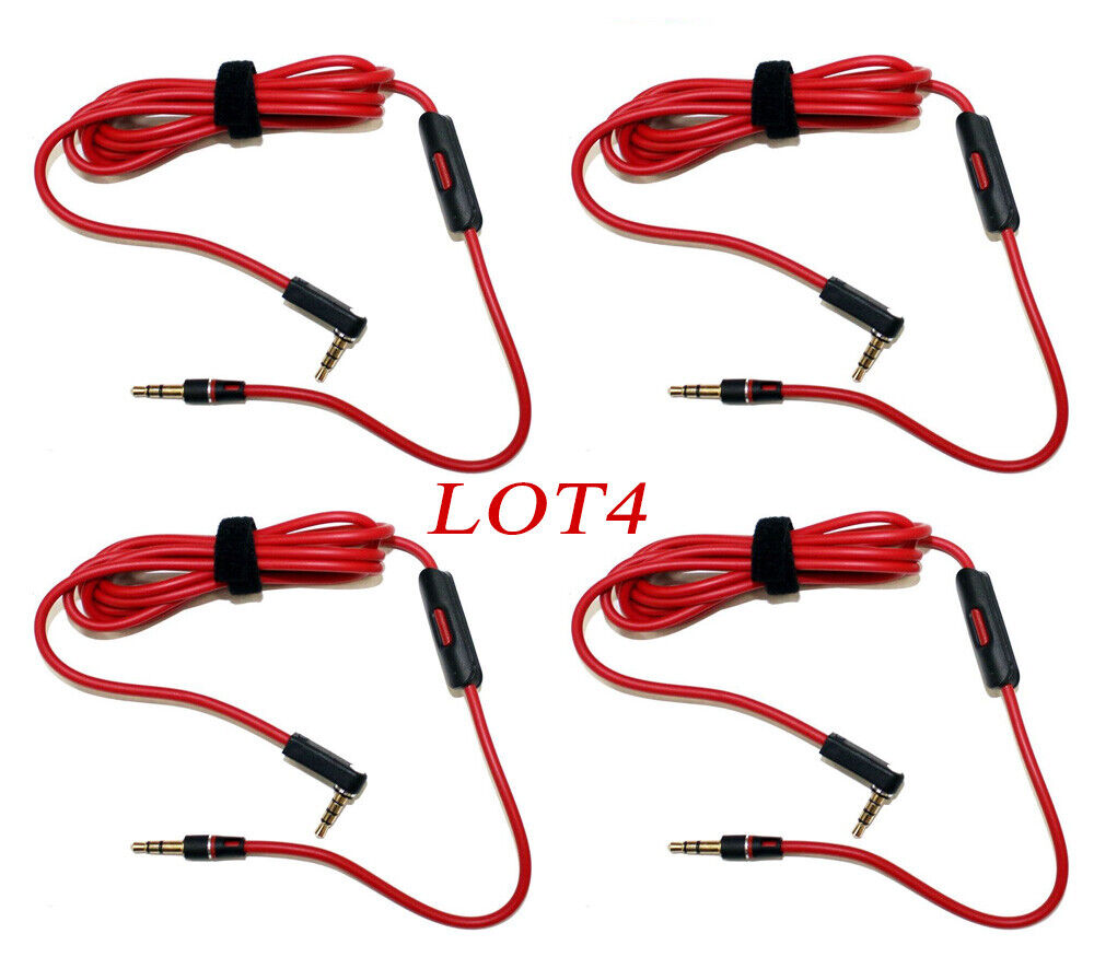 4X Audio Cable 3.5mm L Cord for Beats by Dr Dre Headphones Aux and Mic Red Beats by Dr. Dre Does Not Apply