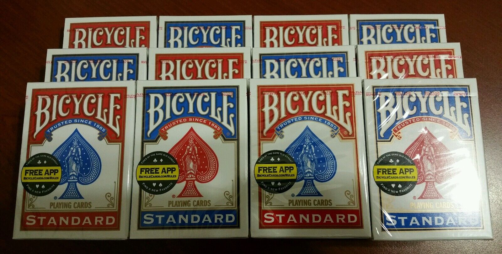 BICYCLE PLAYING CARDS 12 Decks * Standard Face * Red & Blue * New & Sealed Bicycle - фотография #3