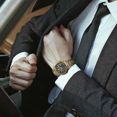 Luxury Retro Men's Quartz Analog Watch Stainless Steel Business Wristwatch Gifts Partsdom ON3808 - фотография #8