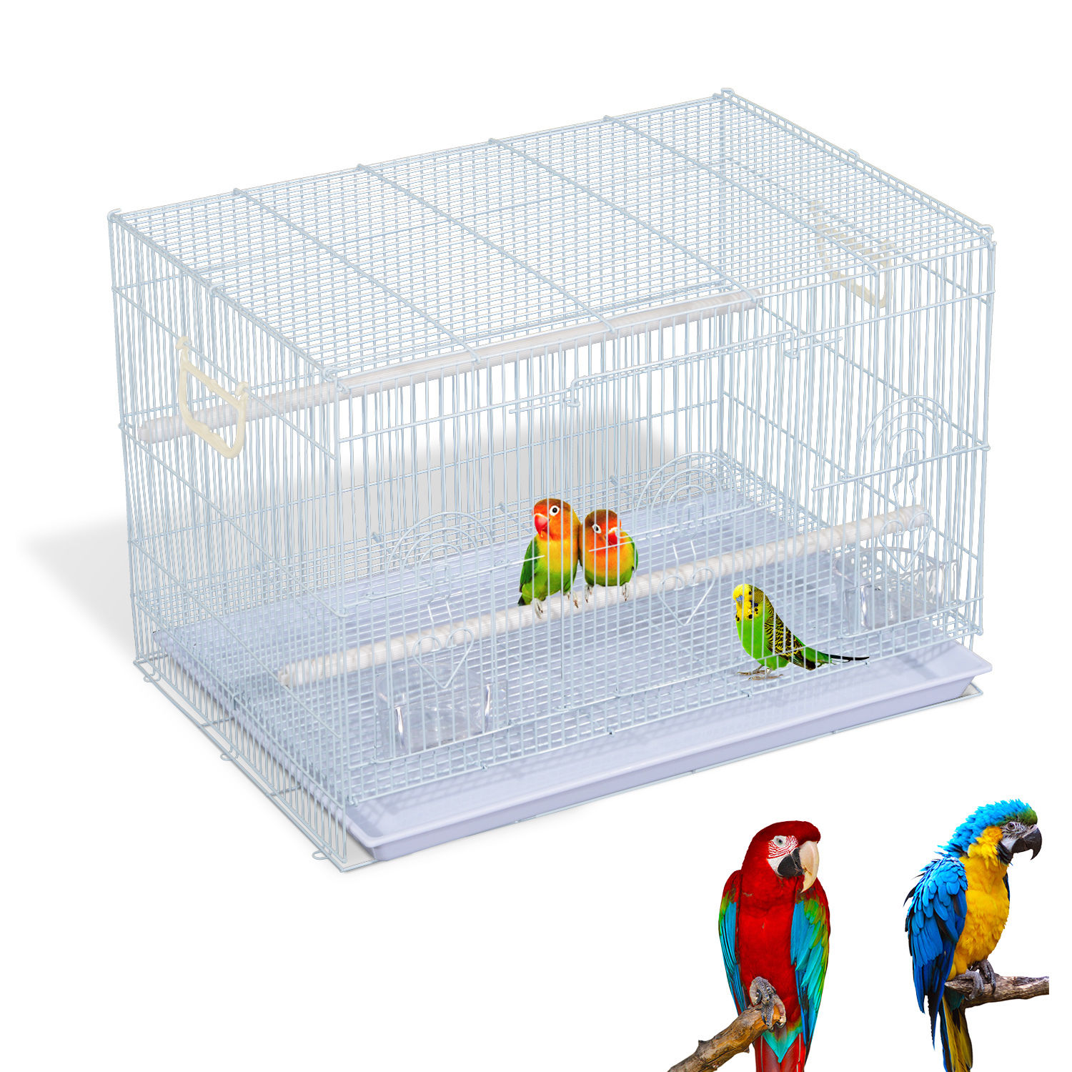 30" Travel Bird Cage Macaw Parrot Finch Cockatiel Pet Supply Feeder House Play PawHut D51-026