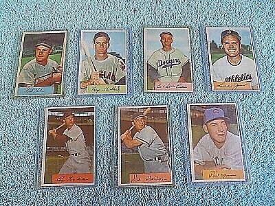 COLLECTION OF 7 BOWMAN VINTAGE 1954 BASEBALL TRADING CARDS EXCELLENT IN SLEEVES Без бренда