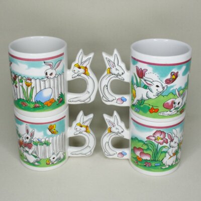 Vintage Easter Bunny Rabbit Coffee Mug (Set Of 4 Styles) New #30115902 Unbranded - фотография #2