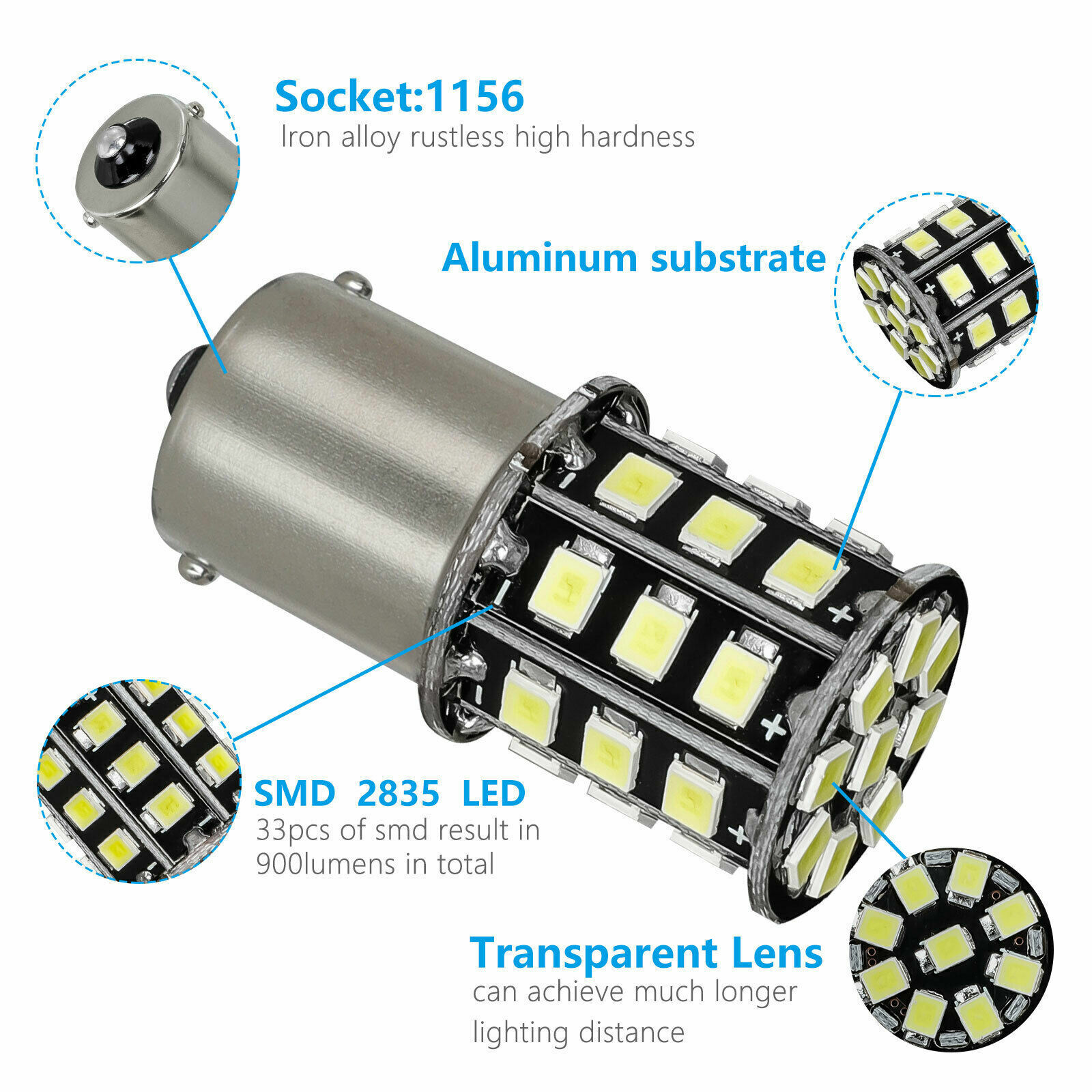 10x Super Bright White 1156 RV Trailer 33-SMD Car LED 1141 Interior Light Bulbs ANYHOW Does Not Apply - фотография #6