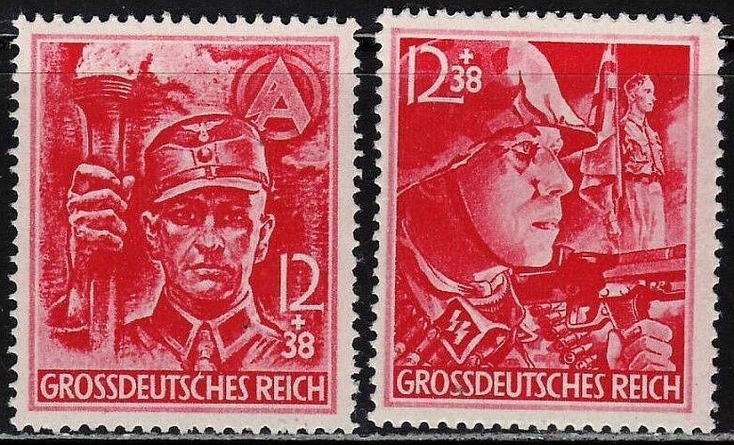 LAST 2 NAZI STAMPS! IN MEMORIUM of SS & SA Haunting Images! PERFECT MNH! CV $100 Без бренда