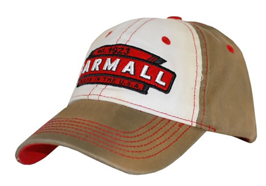 ⁬IH FARMALL *BROWN & WHITE* Distressed Logo TWILL Hat Cap *NEW!* FA13 540