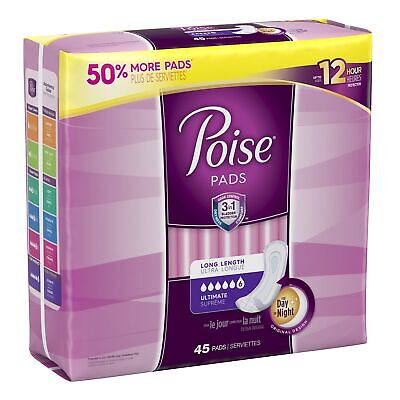 Poise Female Incontinent Pad Long Length 15.9" L 34104 Ultimate Supreme 90 Ct Poise 34104 - фотография #3