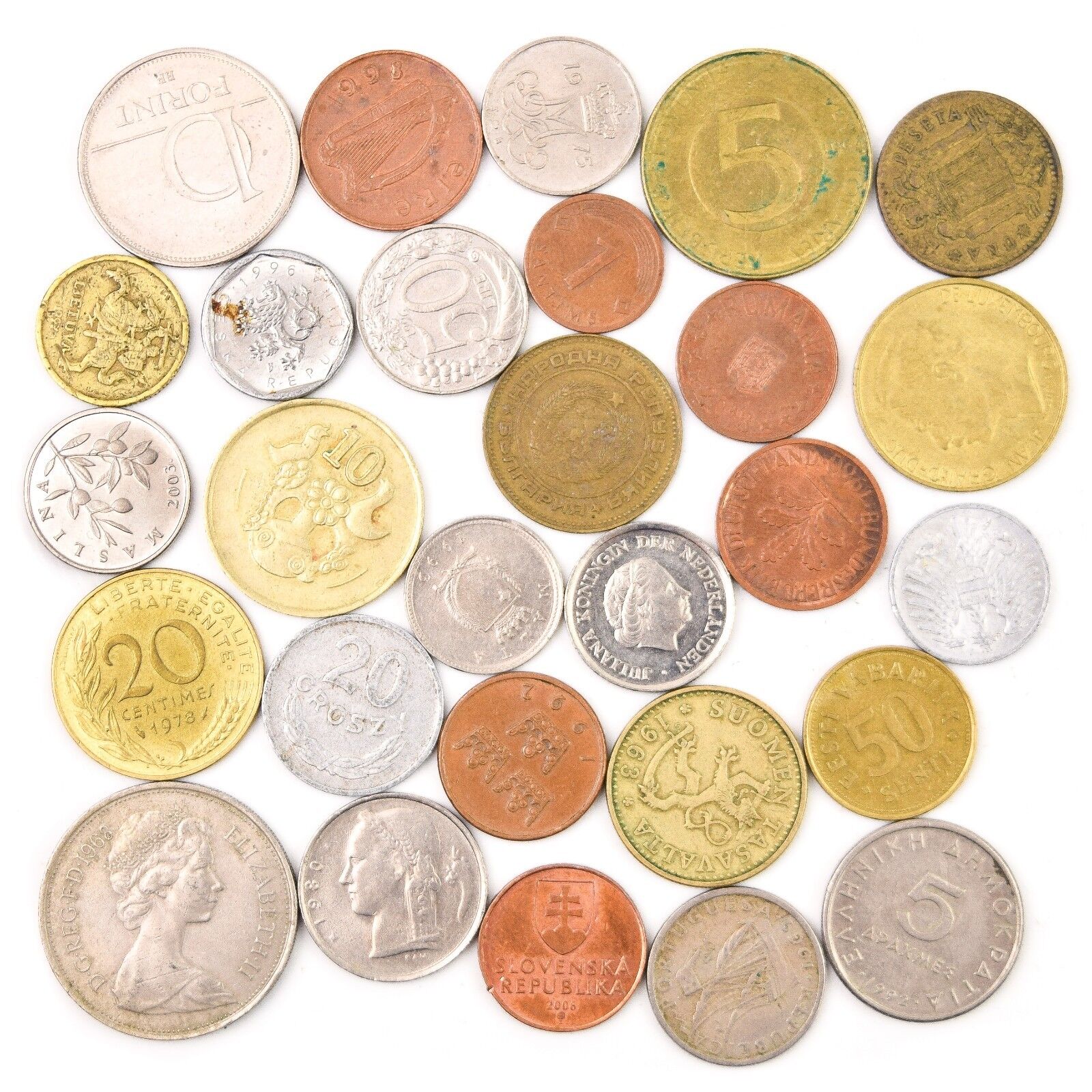 LOT OF 28 DIFFERENT COINS FROM EACH EUROPEAN UNION COUNTRY (PRE-EURO COLLECTION) Без бренда - фотография #6