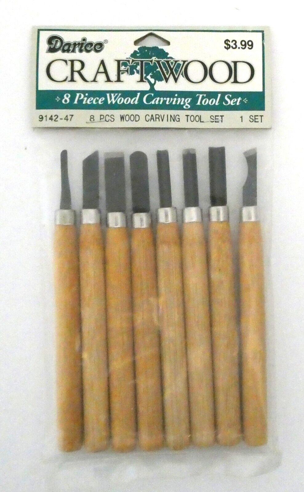 Vintage Darice Craftwood 8 Piece Wood Carving Tool Set Taiwan NOS Darice 9142-47