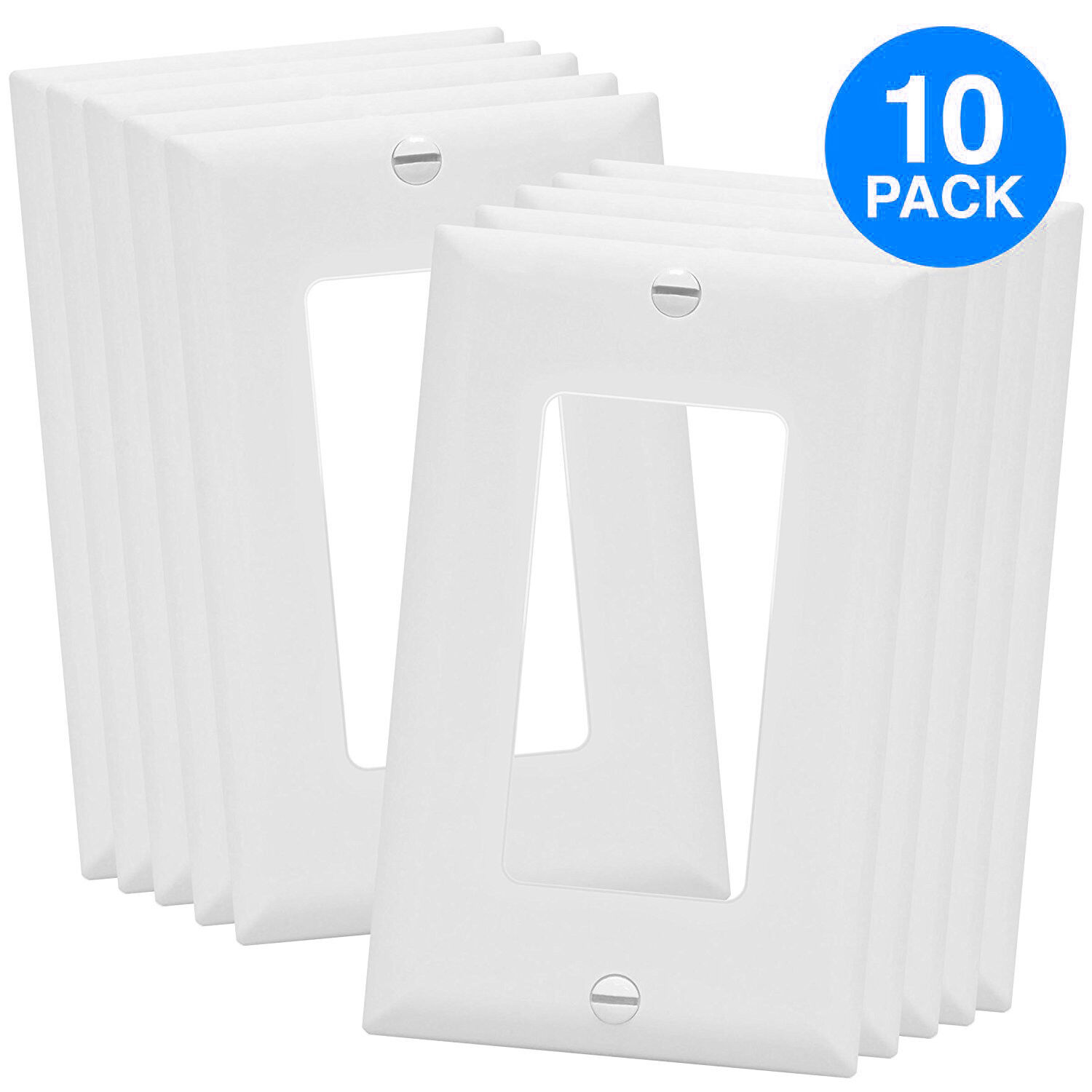 Unbreakable Decorator Outlet / Switch Wall Plate Cover White - 1 Gang (10 Pack) Paladin Does Not Apply