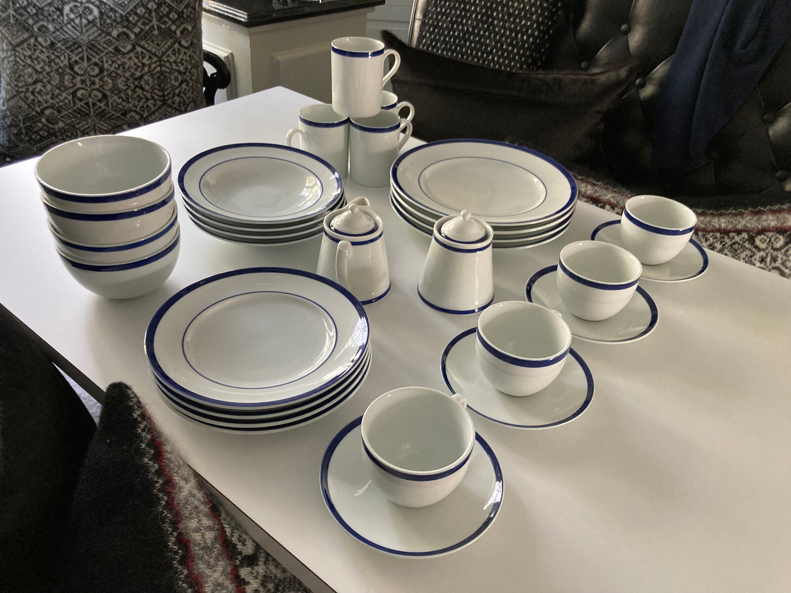 NEW 30pc SET! WILLIAMS SONOMA BRASSERIE BLUE & WHITE PORCELAIN DINNERWARE JAPAN Williams-Sonoma - фотография #7