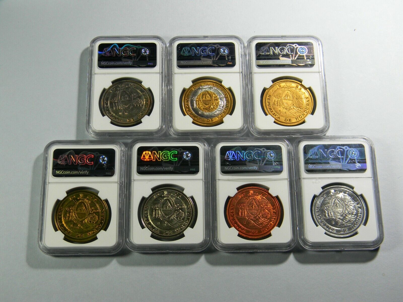 1995 Honduras 10 Lempiras 7 coin Lot NGC Certified  Без бренда - фотография #2
